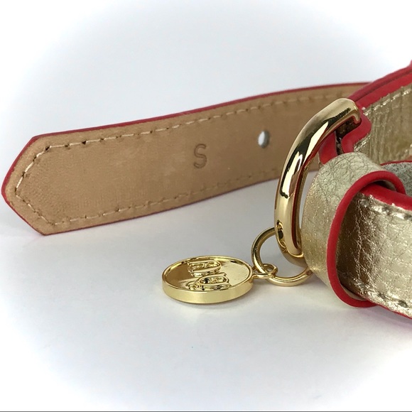 MOSHIQA Gold Leather Dog Collar Wonder Woman WW84 Size M Luxury Metallic Fancy - Picture 13 of 16